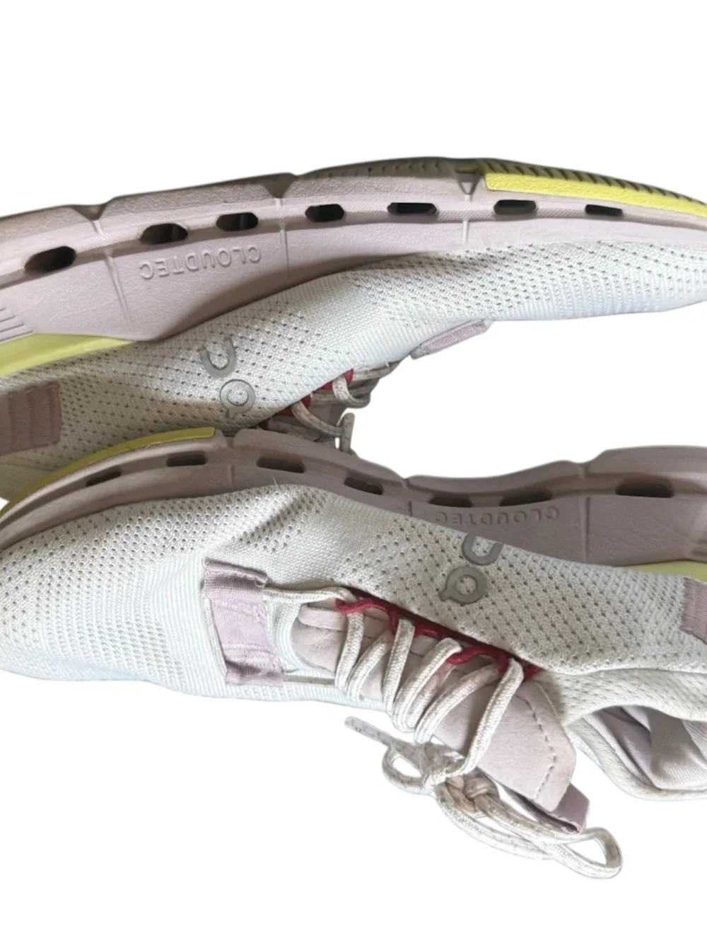 On Running Women's Cloud in Pale Pink with Red Accents
